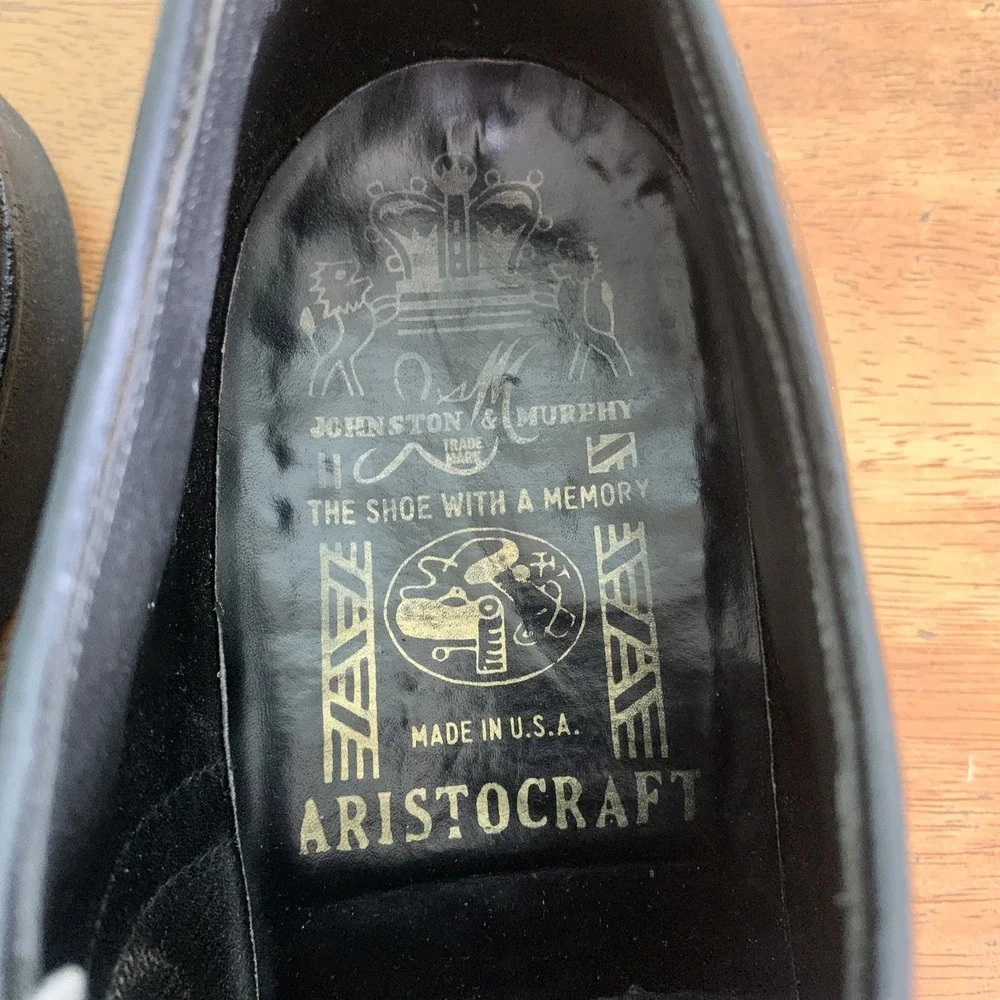 Johnston & Murphy Men's 8 C/R Black Leather Aristocraft Wingtip Oxfords USA